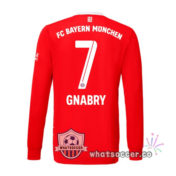 Bayern Munich （Gnabry 7） Home Soccer Jerseys Long Sleeve Red 2022-2023