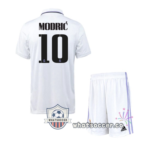 Real Madrid (Modrić 10) Kids Home Soccer Jerseys White 2022-2023
