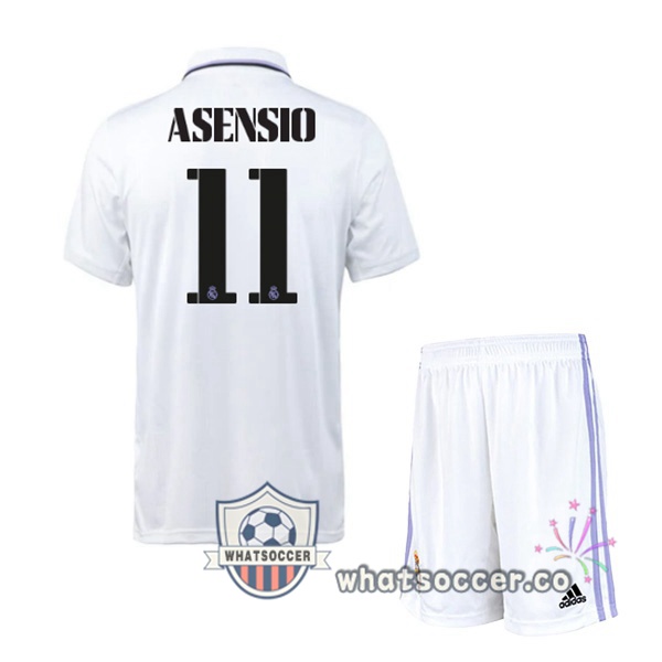 Real Madrid (Asensio 11) Kids Home Soccer Jerseys White 2022-2023