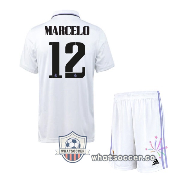 Real Madrid (Marcelo 12) Kids Home Soccer Jerseys White 2022-2023