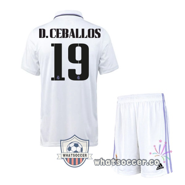 Real Madrid (D. Ceballos 19) Kids Home Soccer Jerseys White 2022-2023