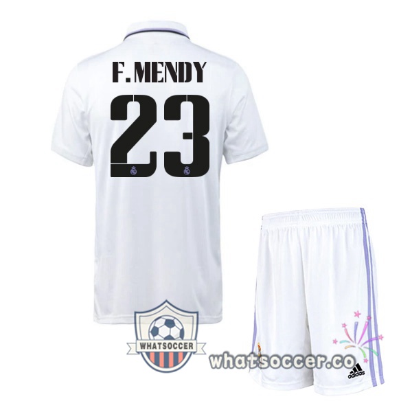 Real Madrid (F. Mendy 23) Kids Home Soccer Jerseys White 2022-2023