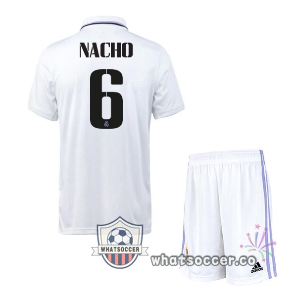 Real Madrid (Nacho 6) Kids Home Soccer Jerseys White 2022-2023
