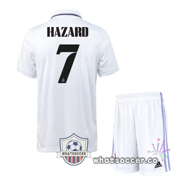 Real Madrid (Hazard 7) Kids Home Soccer Jerseys White 2022-2023