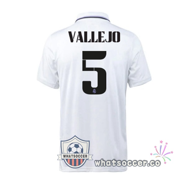 Real Madrid (Vallejo 5) Home Soccer Jerseys White 2022-2023