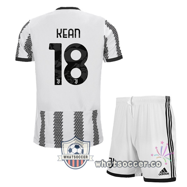 Juventus (KEAN 18) Kids Home Soccer Jerseys White Black 2022-2023