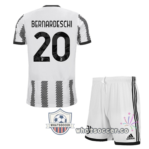 Juventus (BERNARDESCHI 20) Kids Home Soccer Jerseys White Black 2022-2023