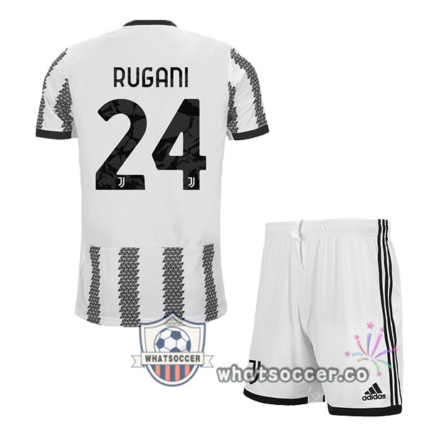 Juventus (RUGANI 24) Kids Home Soccer Jerseys White Black 2022-2023