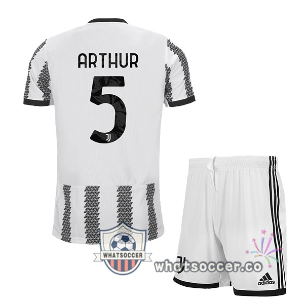 Juventus (ARTHUR 5) Kids Home Soccer Jerseys White Black 2022-2023