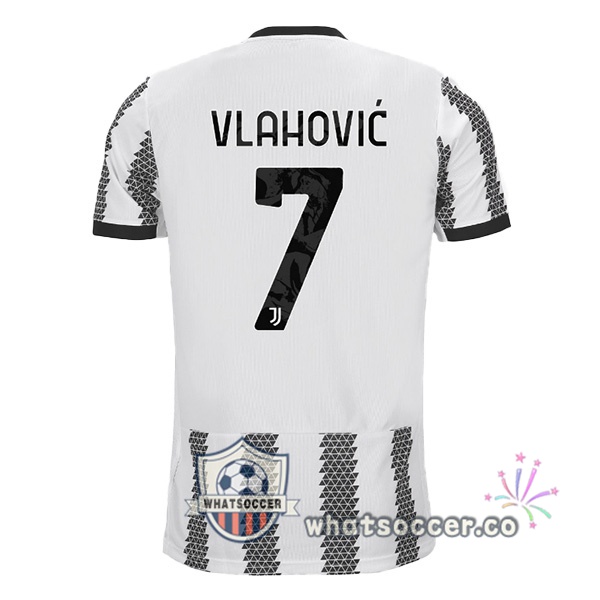 Juventus (VLAHOVIC 7) Home Soccer Jerseys White Black 2022-2023