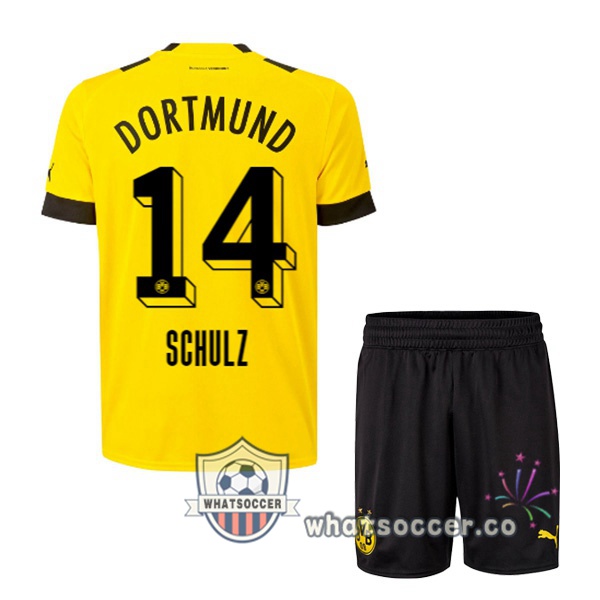 Dortmund BVB (Schulz 14) Kids Home Soccer Jerseys Yellow 2022-2023