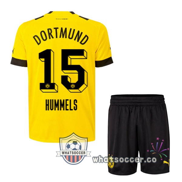 Dortmund BVB (Hummels 15) Kids Home Soccer Jerseys Yellow 2022-2023