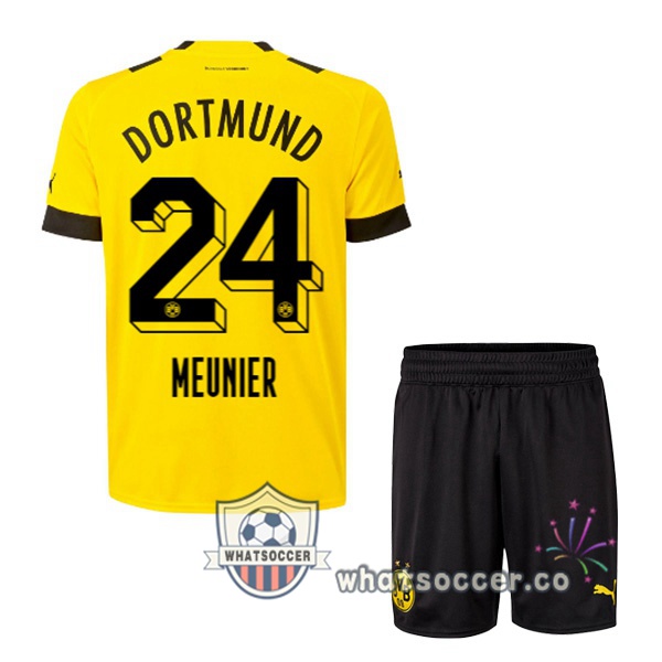 Dortmund BVB (Meunier 24) Kids Home Soccer Jerseys Yellow 2022-2023