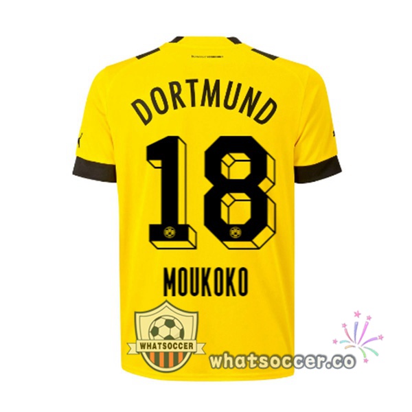 Dortmund BVB (Moukoko 18) Home Soccer Jerseys Yellow 2022-2023