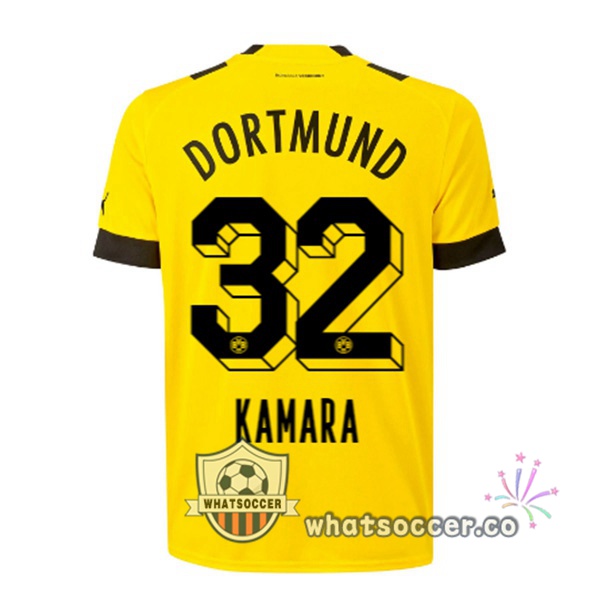 Dortmund BVB (Kamara 32) Home Soccer Jerseys Yellow 2022-2023