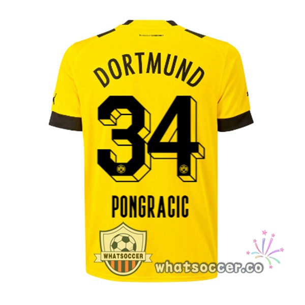 Dortmund BVB (Pongracic 34) Home Soccer Jerseys Yellow 2022-2023