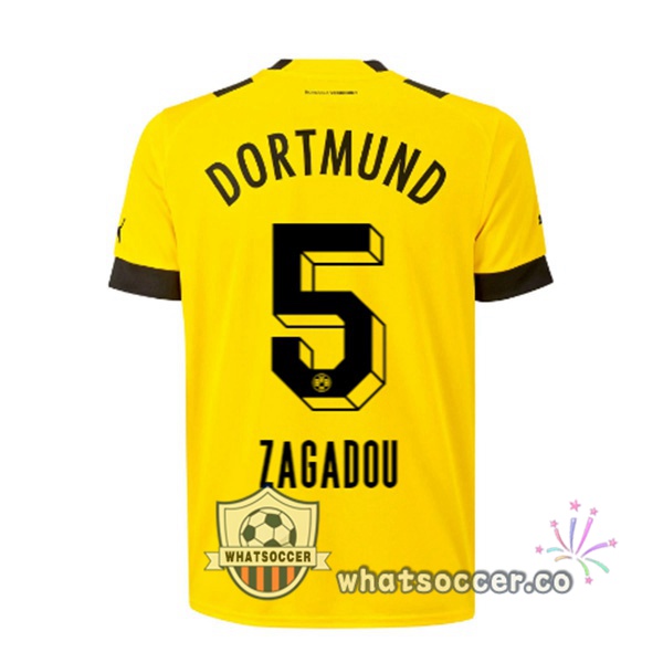 Dortmund BVB (Zagadou 5) Home Soccer Jerseys Yellow 2022-2023