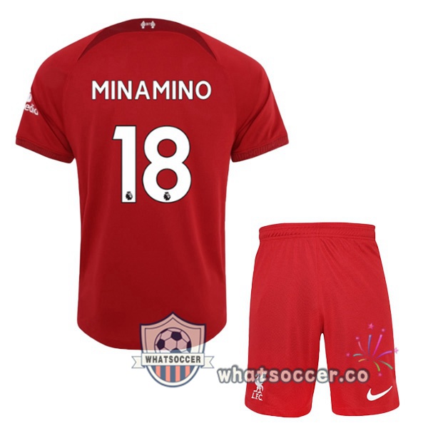 FC Liverpool (MINAMINO 18) Kids Home Soccer Jerseys Red 2022-2023