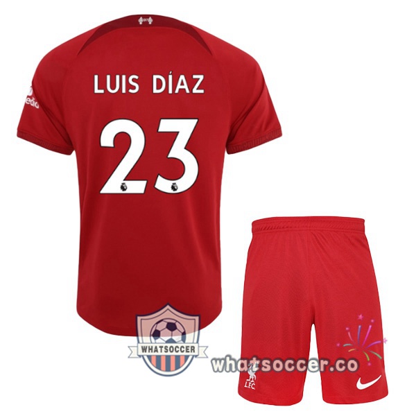 FC Liverpool (LUIS DÍAZ 23) Kids Home Soccer Jerseys Red 2022-2023