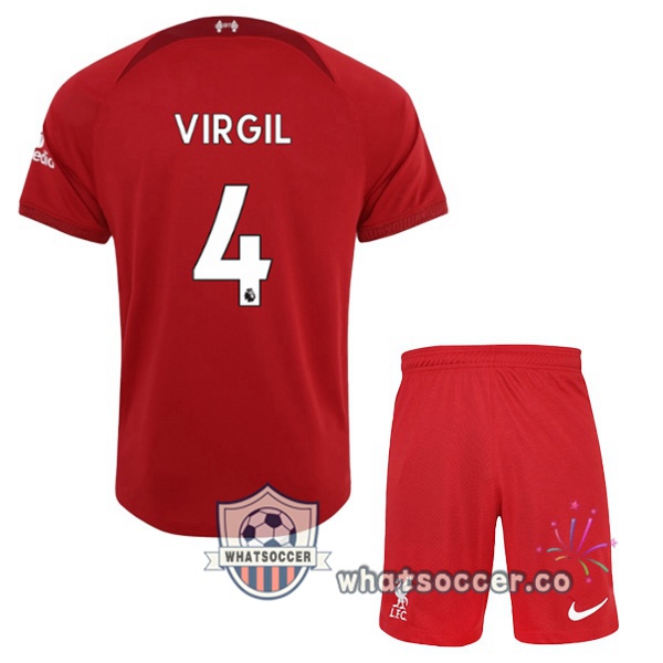 FC Liverpool (VIRGIL 4) Kids Home Soccer Jerseys Red 2022-2023