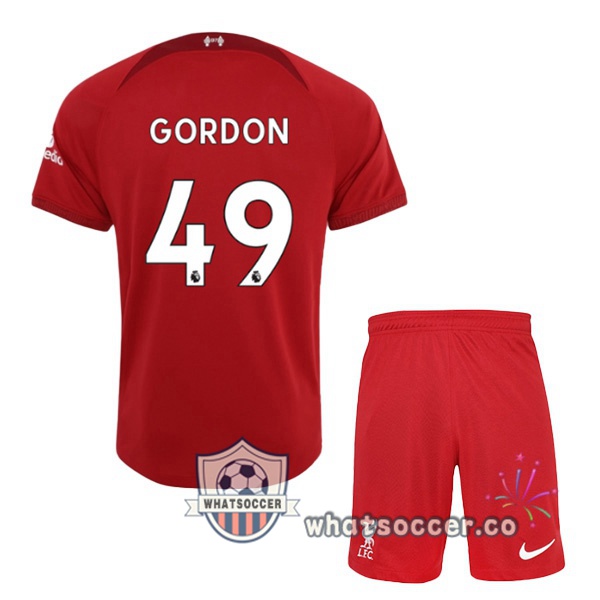 FC Liverpool (GORDON 49) Kids Home Soccer Jerseys Red 2022-2023