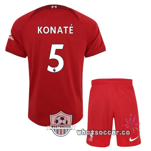 FC Liverpool (KONATE 5) Kids Home Soccer Jerseys Red 2022-2023