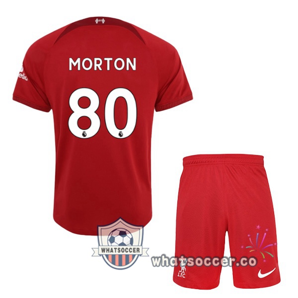 FC Liverpool (MORTON 80) Kids Home Soccer Jerseys Red 2022-2023