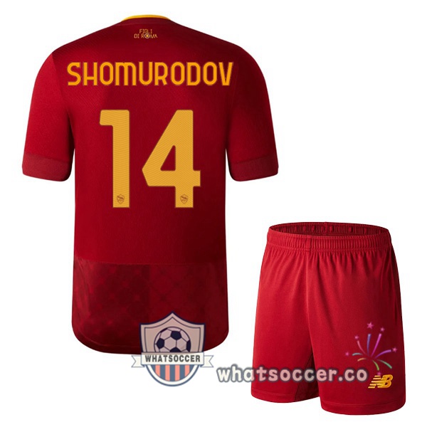 AS Roma (SHOMURODOV 14) Kids Home Soccer Jerseys Red 2022-2023
