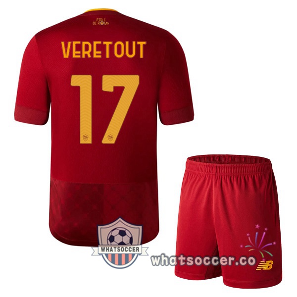 AS Roma (VERETOUT 17) Kids Home Soccer Jerseys Red 2022-2023