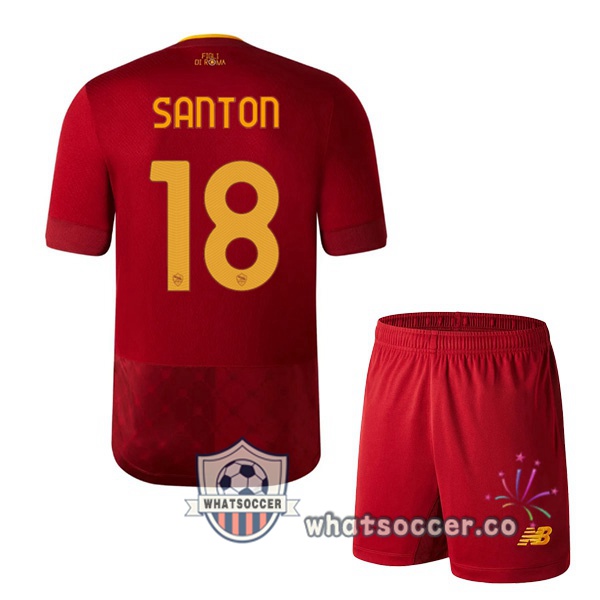 AS Roma (SANTON 18) Kids Home Soccer Jerseys Red 2022-2023