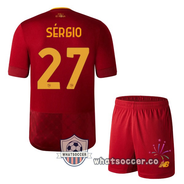 AS Roma (SÉRGIO 27) Kids Home Soccer Jerseys Red 2022-2023