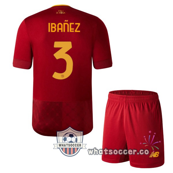 AS Roma (IBAÑEZ 3) Kids Home Soccer Jerseys Red 2022-2023