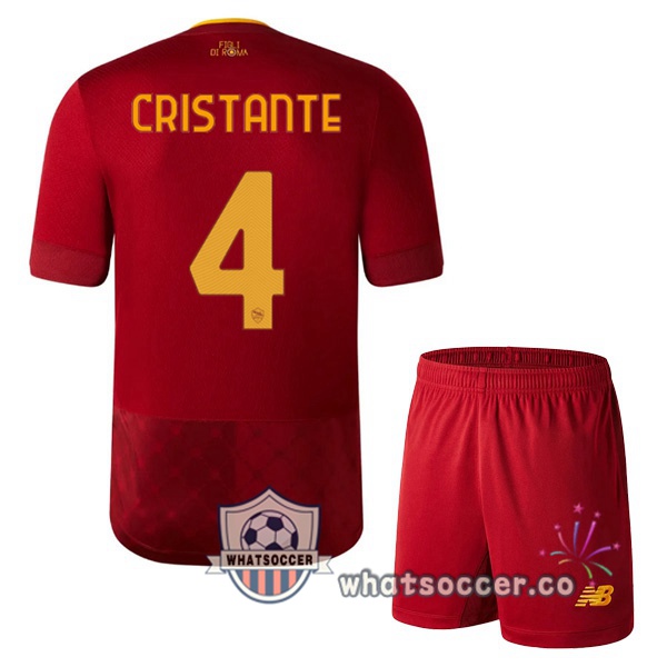 AS Roma (CRISTANTE 4) Kids Home Soccer Jerseys Red 2022-2023