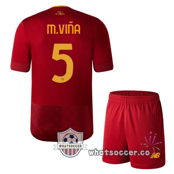 AS Roma (M.VIÑA 5) Kids Home Soccer Jerseys Red 2022-2023