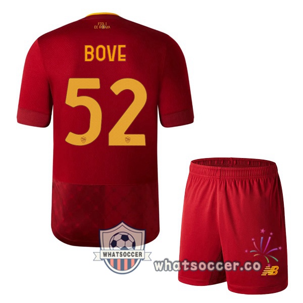 AS Roma (BOVE 52) Kids Home Soccer Jerseys Red 2022-2023