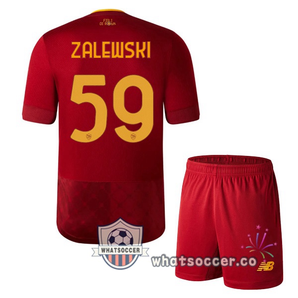 AS Roma (ZALEWSKI 59) Kids Home Soccer Jerseys Red 2022-2023