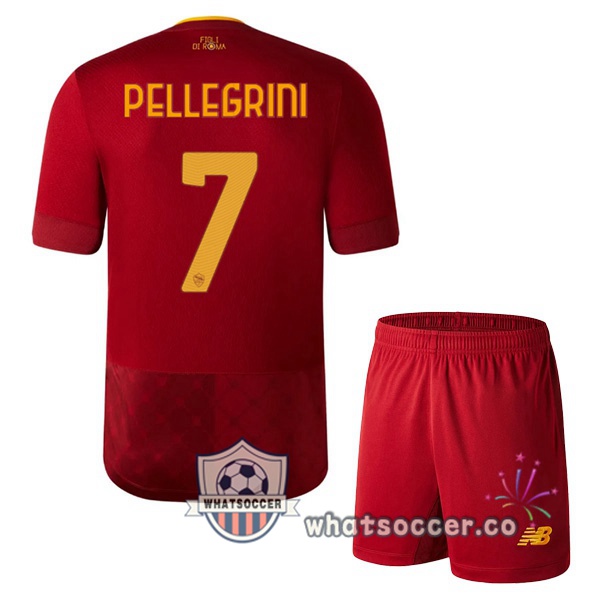 AS Roma (PELLEGRINI 7) Kids Home Soccer Jerseys Red 2022-2023