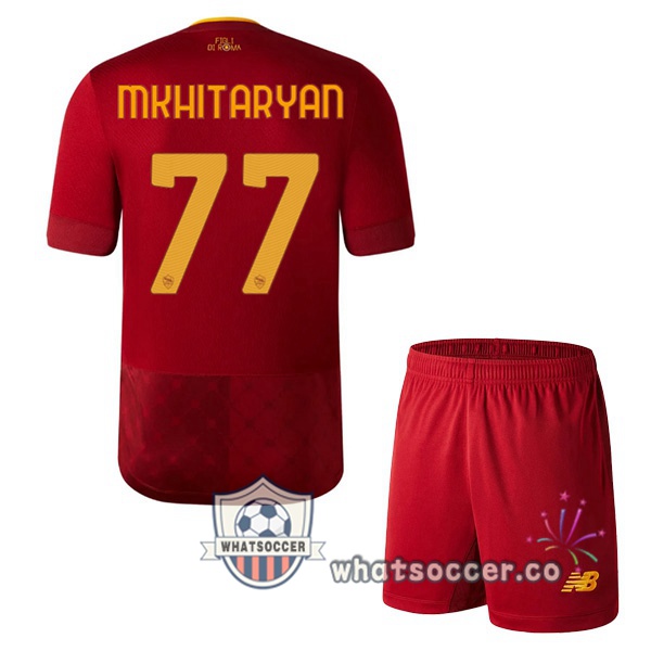 AS Roma (MKHITARYAN 77) Kids Home Soccer Jerseys Red 2022-2023
