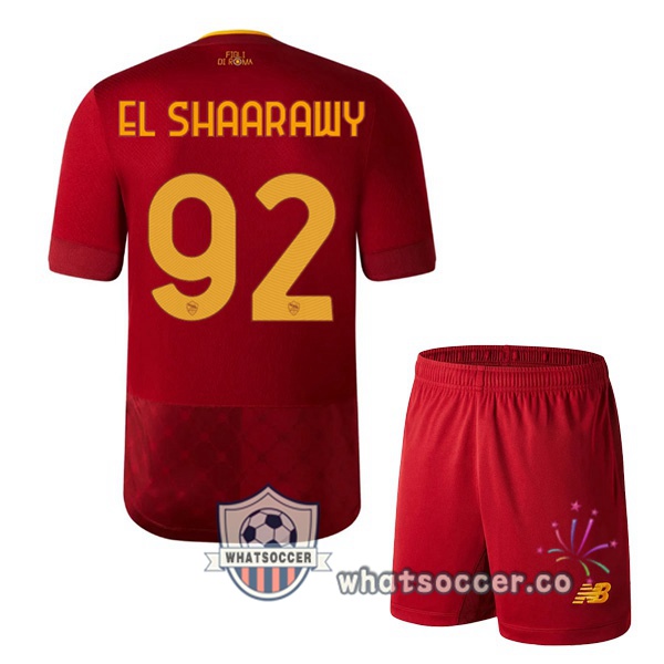 AS Roma (EL SHAARAWY 92) Kids Home Soccer Jerseys Red 2022-2023