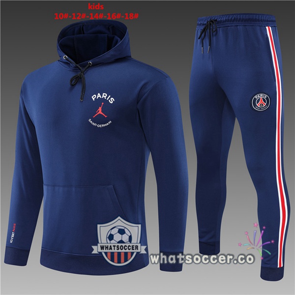 JORDAN Paris PSG Kids Blue Hooded Jacket 2022-2023