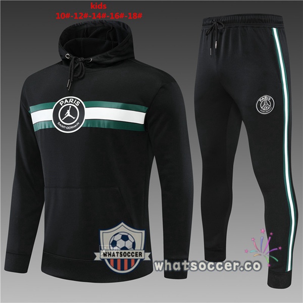 JORDAN Paris PSG Kids Black Hooded Jacket 2022-2023