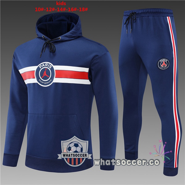 JORDAN Paris PSG Kids Blue Hooded Jacket 2022-2023