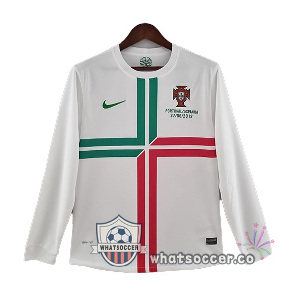 Portugal Retro Away Soccer Jerseys Long Sleeve White 2012