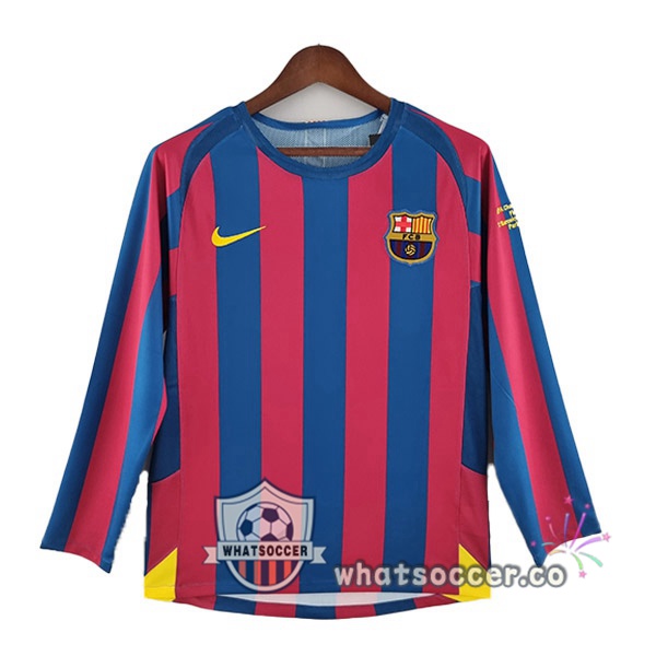 FC Barcelona Retro Home Soccer Jerseys Long Sleeve Red Blue 2005-2006