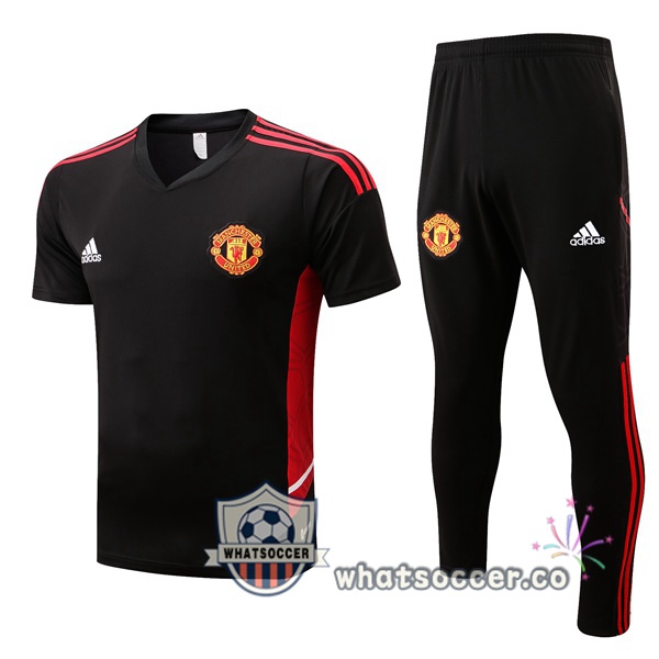 Manchester United Training T-Shirts + Pants Black 2022-2023