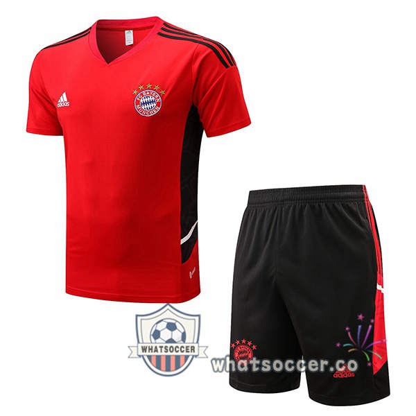 Bayern Munich Training T-Shirts + Shorts Red 2022-2023