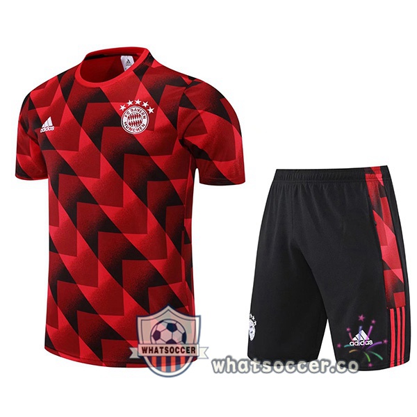 Bayern Munich Training T-Shirts + Shorts Red Black 2022-2023