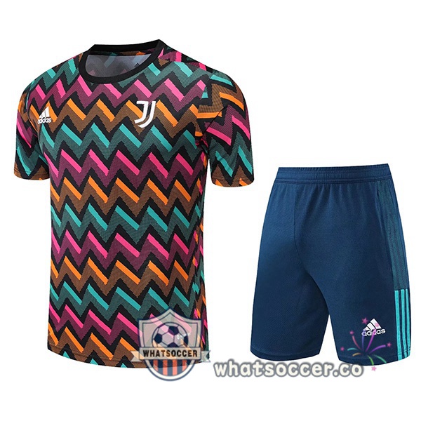 Juventus Training T-Shirts + Shorts Green Purple 2022-2023