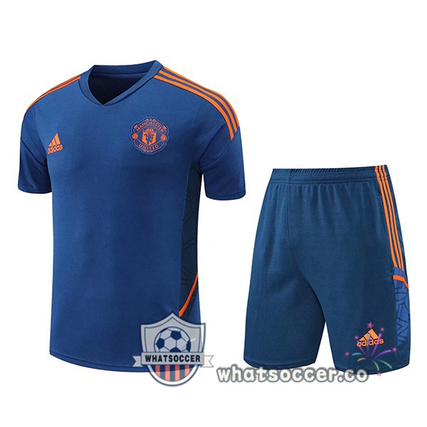 Manchester United Training T-Shirts + Shorts Blue 2022-2023