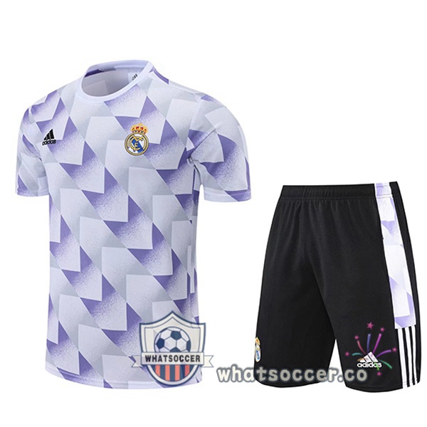 Real Madrid Training T-Shirts + Shorts White Purple 2022-2023